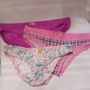 NWOT Pink and Patterned Women's Low Rise Bikini /Cheekini Underwear Set